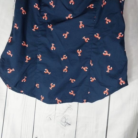 J.Crew Factory Navy Lobster Print Sleeveless Top - Picture 9 of 9